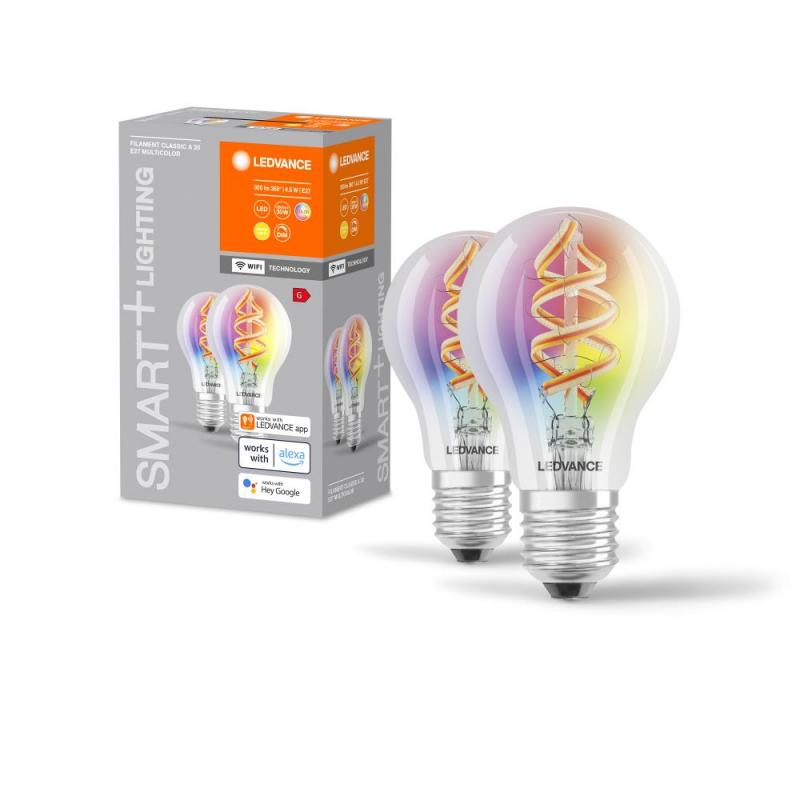 2er Pack LEDVANCE Smart+ wifi Filament Classic LED Lampen 4,5W dimmbar 2700K warmweiß - Amazon Alexa, Google Assistant